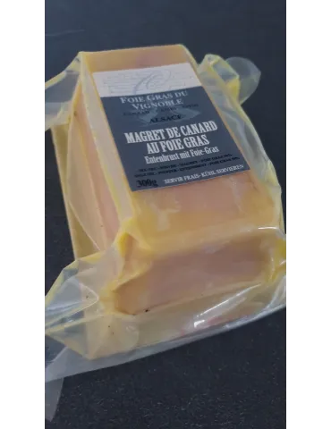 Magret de canard au foie gras (trapèze petit format) en barquette